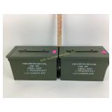 Two ammo boxes. 100 cartridges .50 cal.  link M9,