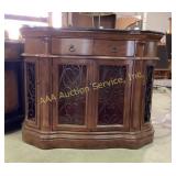 Curved credenza accent cabinet. With metal