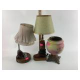 Industrial style lamp, wood and metal untested.