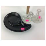 MCM  large black atomic style ashtray. Fostoria
