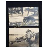 (2) early 1900s Webster Lake Indiana RP postcards