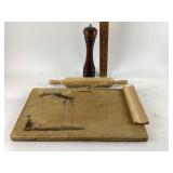 Wooden cutting boards with Peppermill and