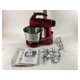 Sunbeam mix master red mixing bowl and beaters.