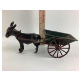 Antique Cast Iron Donkey Drawn Cart Toy