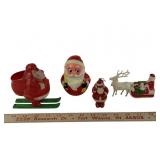 (4) Mid Century Christmas Plastic Santas