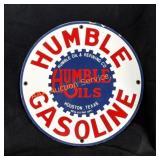 Humble Oils Gasoline Enameled Metal Sign