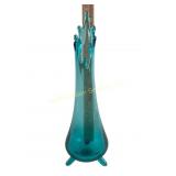 Mid Century L.E. Smith Blue Swung Glass Vase