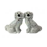 Pair Staffordshire Luster Decorated Mantel Spaniel