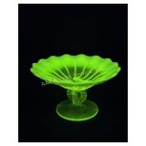 Northwood Uranium Vaseline Opalescent Compote