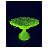 Uranium Vaseline Glass Lace Edge Compote