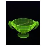 Uranium Vaseline Glass Elephant Console Bowl