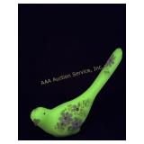 Fenton Uranium Custard Glass Coralene Bird Figurin