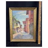 Sarkis Erganian Oil On Board Town Scene Painting