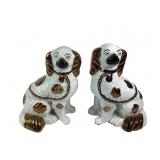 Pair Staffordshire Luster Decorated Mantel Spaniel
