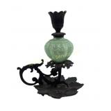 Victorian Opaque Glass & Cast Iron Chamberstick