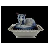 Westmoreland Purple Slag Glass Cat Covered Dish