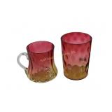Victorian Amberina Glass Mug & Tumbler