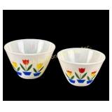 (2) Fire King Tulip Splash Proof Mixing Bowls