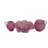 Fenton Cranberry Opalescent Hobnail Pitchers & Bow