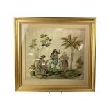 English Regency Silk Embroidered Panel