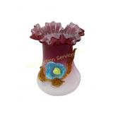 Victorian Peachblow Art Glass Vase w/Applied Flowe