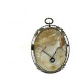 Victorian 14k Gold Filigree Cameo Brooch Pendant