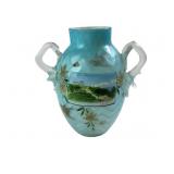 Victorian Satin MOP Herringbone Art Glass Vase