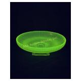 Uranium Vaseline Stretch Glass Footed Bowl