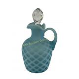 Victorian Buckeye Glass Bubble Lattice Blue Satin