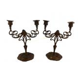 Pair Art Nouveau Metal Candlesticks