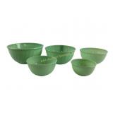 Rare 5pc Set Fire King Jadeite Swirl Mixing Bowls