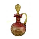 Bohemian Amberina Glass Thumbprint Cruet