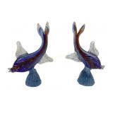 Pair Mid Century Murano Art Glass Fish