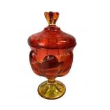 Mid Century Viking Epic Amberina Covered Compote