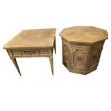 Set of 2 end tables - octagonal drum table with 2