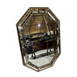 Venetian wall mirror - Brass, Glass, Wood,