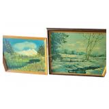 [2] Signed winter scene Paintings, Mountain