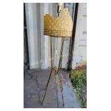 Mid Century Modern brass tone lamp, shade broken,