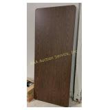 Faux wood topped folding table with metal legs -