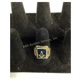 10kt Blue Spinel Menï¿½s Masonic ring