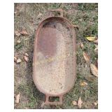Cast iron oval pan, marked 305 B, 17x9x2, rusted