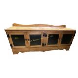 TV cabinet/bench - wood with green plastic