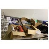 Tupperware containers and lids.  Garden rocks.