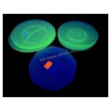 Uranium Green Depression Glass Plates & Divided