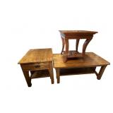 Mission style oak end table with drawer and