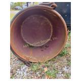 Copper pot, 14Hx24W, shows wear and patina