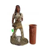 Indian Man Statue Ceramic 17", Red Clay Vase 9"