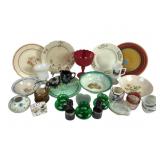 Uranium glass serving tray with chip, Glass