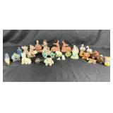 Porcelain and ceramic figurines, ducks, deer,