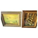 R. Burton Duck Painting 27x24, Wildflower